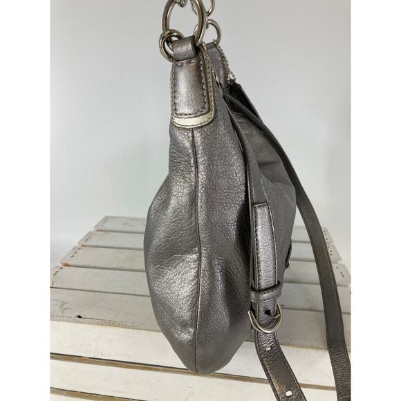 COACH 19303 MEDIUM SILVER METALIC LEATHER CROSSBODY BAG - Picture 4 of 16